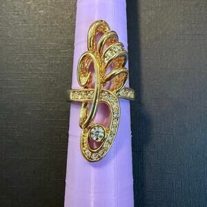 TJ Fallon Jewelry Swirl & Rhinestone Statement Ring size 8.75